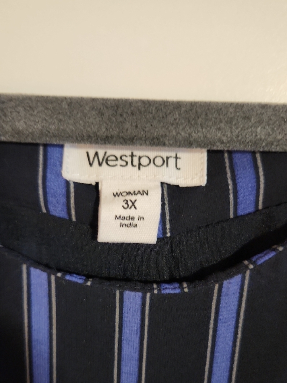 Westport Navy Blouse with Blue Vertical Stripes - Picture 2 of 3
